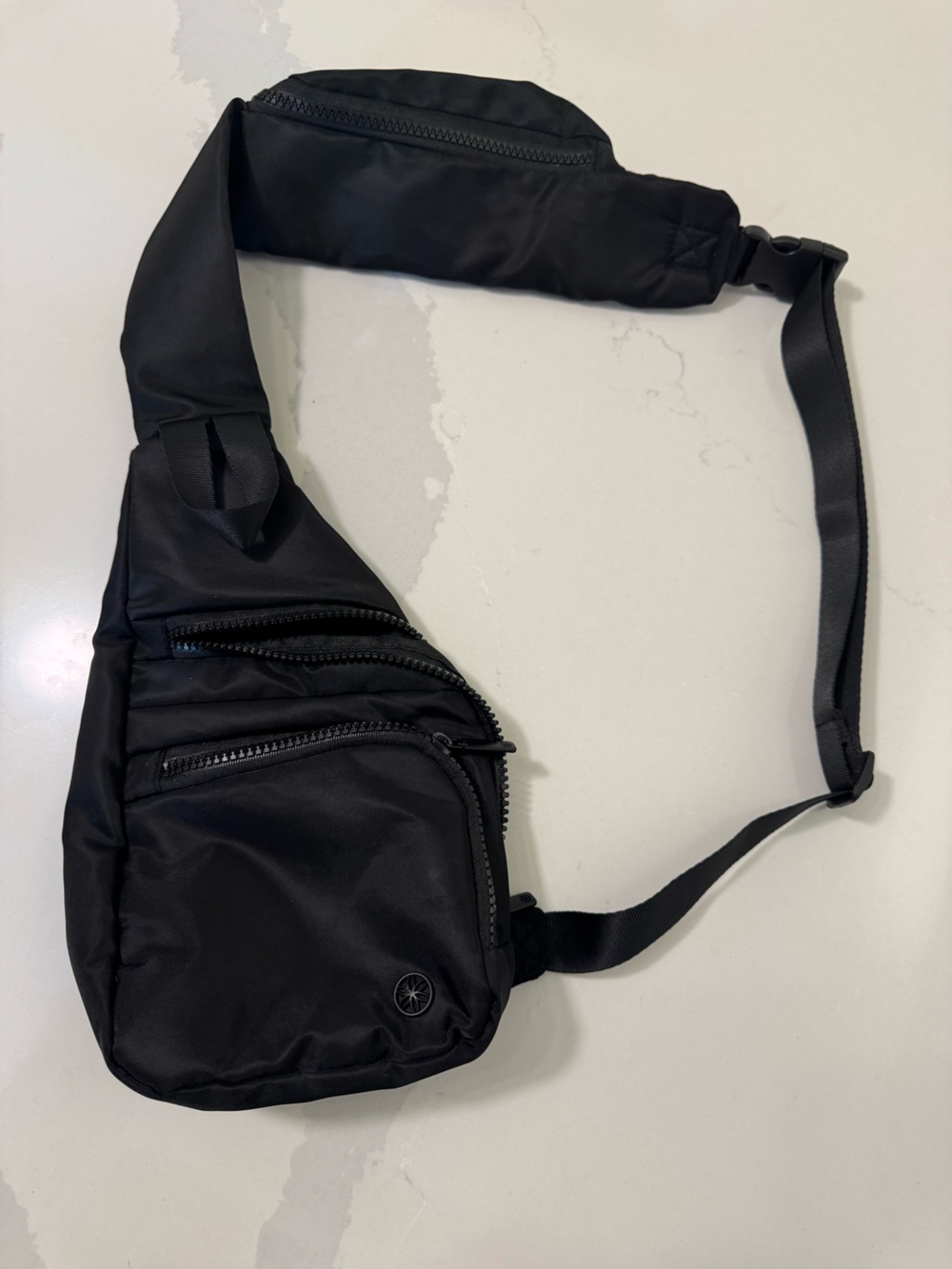 Black Multi-Zip Sling Bag - Casual Crossbody